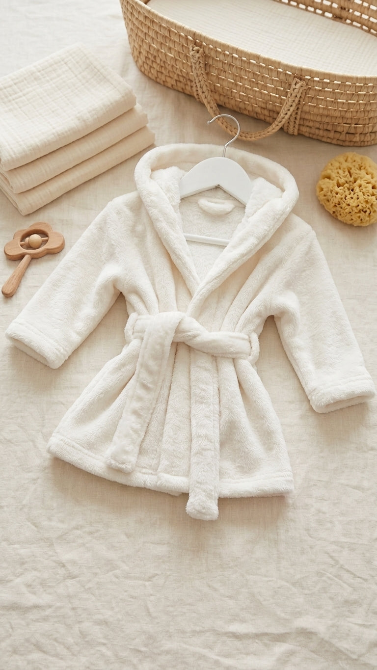 Baby Personalised White Bath Robes
